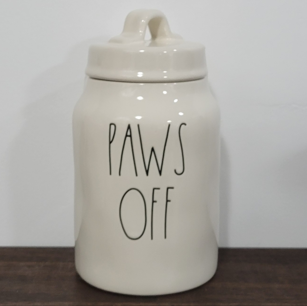 Rae Dunn Paws Off Ceramic Dog Treat Canister